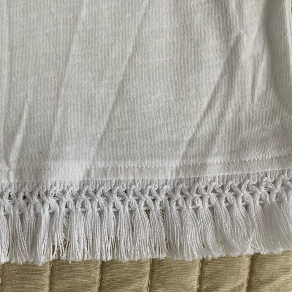 🏷️ *FINAL SALE PRIC* JCrew Mercantile Women’s G5185 White Fringe Tank Top M - Picture 3 of 6